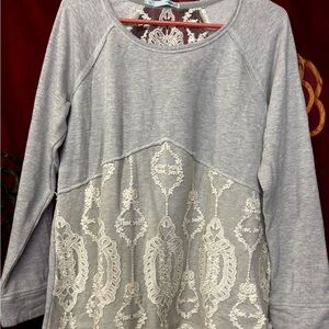 Maurices Gray Lace Accent Sweatshirt